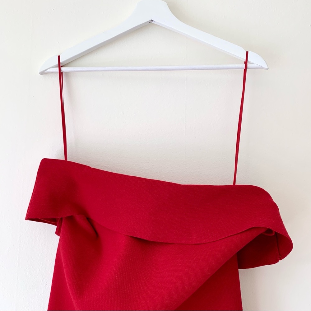 Ann Taylor red knit off the shoulder top - Picture 12 of 16